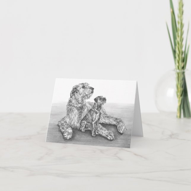 Den irländska wolfhounden förföljer teckningen vid kort (Framsida)