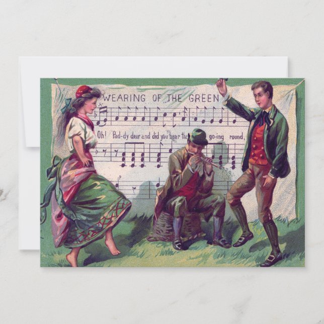 Den irländske zigenarutfrågningen i Grönt Jig Inbjudningar (Framsida)