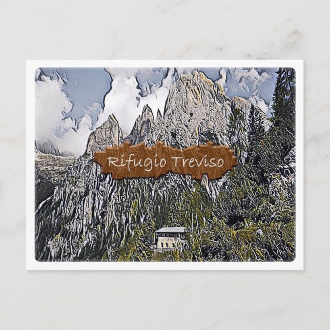 Den Italien - alpine hut Treviso - Dolomiti Vykort (Framsida)