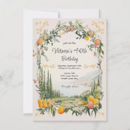 Den italienska Amalfi Coastal Lemon blommigt Birth Inbjudningar