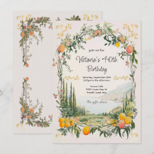 Den italienska Amalfi Coastal Lemon blommigt Birth Inbjudningar