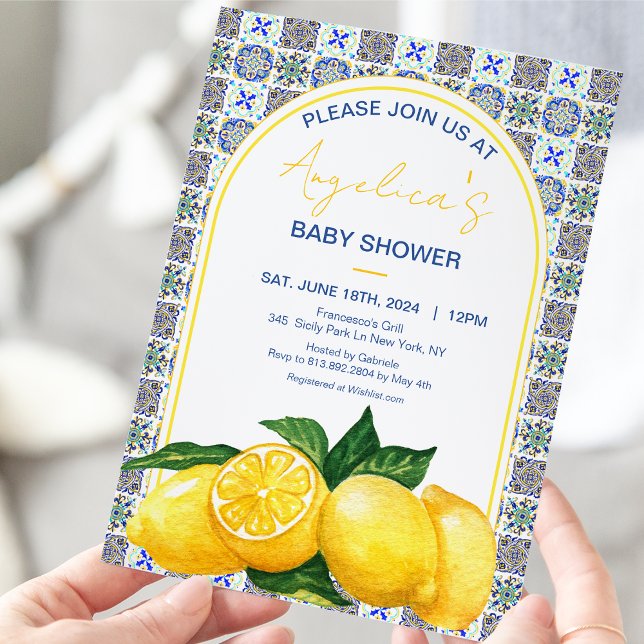 Den italienska babystölden Lemon Mosaic i Medelhav Inbjudningar (Skapare uppladdad)
