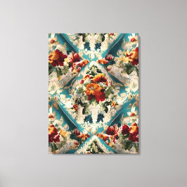 Den italienska Blommigten Damask Whimsical Mönster Canvastryck