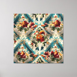 Den italienska Blommigten Damask Whimsical Mönster Canvastryck