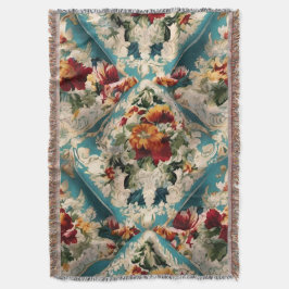 Den italienska Blommigten Damask Whimsical Mönster Filt