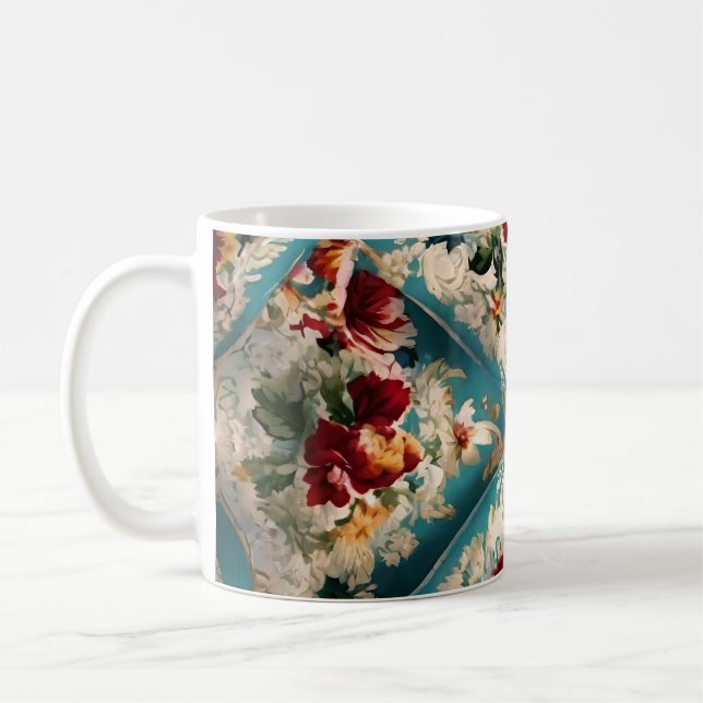 Den italienska Blommigten Damask Whimsical Mönster Kaffemugg (Vänster)