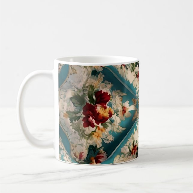 Den italienska Blommigten Damask Whimsical Mönster Kaffemugg (Vänster)