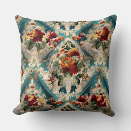 Den italienska Blommigten Damask Whimsical Mönster Kudde