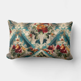 Den italienska Blommigten Damask Whimsical Mönster Lumbarkudde