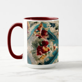 Den italienska Blommigten Damask Whimsical Mönster Mugg