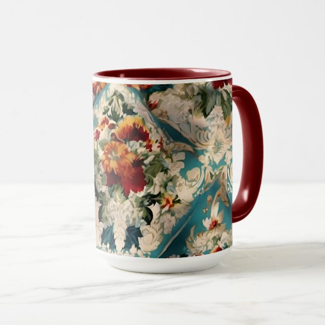 Den italienska Blommigten Damask Whimsical Mönster Mugg (Framsida höger)