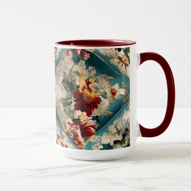 Den italienska Blommigten Damask Whimsical Mönster Mugg (Höger)