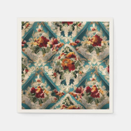 Den italienska Blommigten Damask Whimsical Mönster Pappersservett