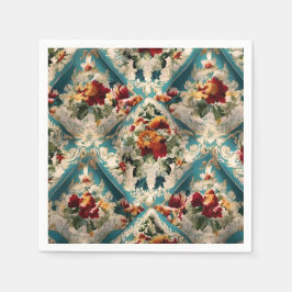 Den italienska Blommigten Damask Whimsical Mönster Pappersservett