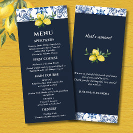 Den italienska Bröllop Menu-sjön vid Medelhavet Le Meny