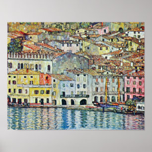 Den italienska byn Malcena vid Gardasee av Klimt Poster
