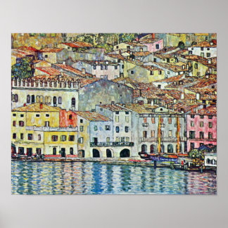 Den italienska byn Malcena vid Gardasee av Klimt Poster