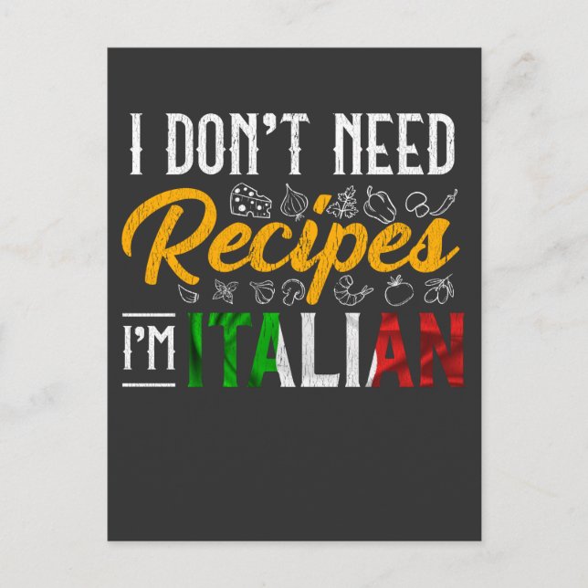 Den italienska Cook Gift Culinary Kitchen Humor Vykort (Framsida)