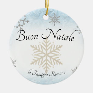 Den italienska familjen Buon Natale-julen Snowflak Julgransprydnad Keramik