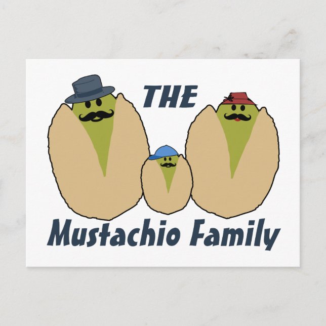 Den italienska familjen Mustachio Vykort (Framsida)