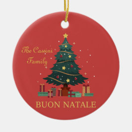 Den italienska familjen Namn Buon Natale Anpassnin Julgransprydnad Keramik