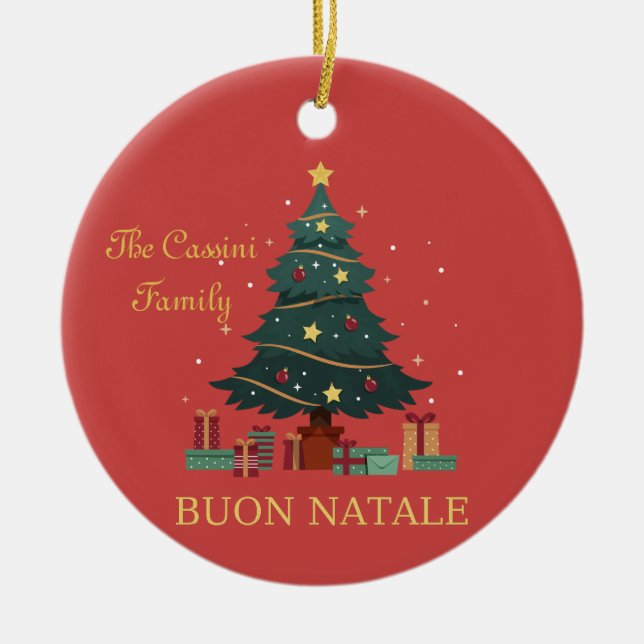 Den italienska familjen Namn Buon Natale Anpassnin Julgransprydnad Keramik (Framsidan)