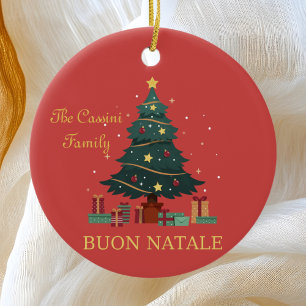 Den italienska familjen Namn Buon Natale Anpassnin Julgransprydnad Keramik