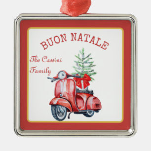 Den italienska familjen Namn Buon Natale Anpassnin Julgransprydnad Metall
