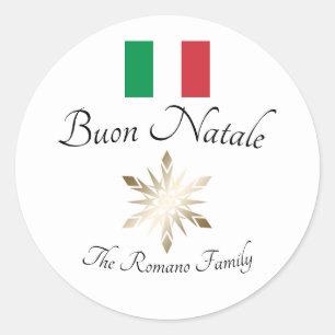 Den italienska familjen Namn Buon Natale Flagga oc Runt Klistermärke