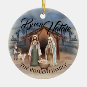 Den italienska familjen Namn Buon Natale Ntivity S Julgransprydnad Keramik
