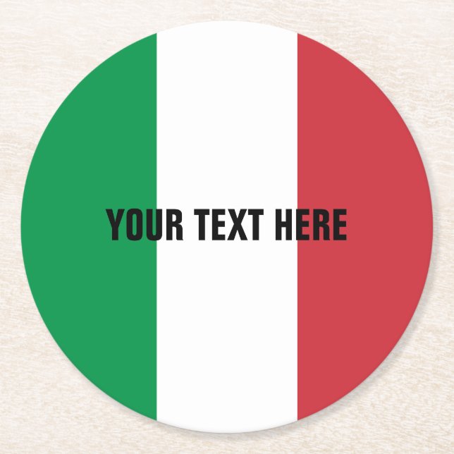Den italienska flagga av drinken för underlägg papper rund (Framsidan)