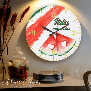 Den italienska Flagga inspirerad Wall Clock Stor Klocka