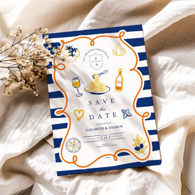Den italienska flottan Food Bröllop Doodles Spara Datumet (Skapare uppladdad)