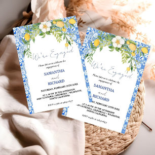 Den italienska Förlovningsfesten Lemon Blue Medite Inbjudningar