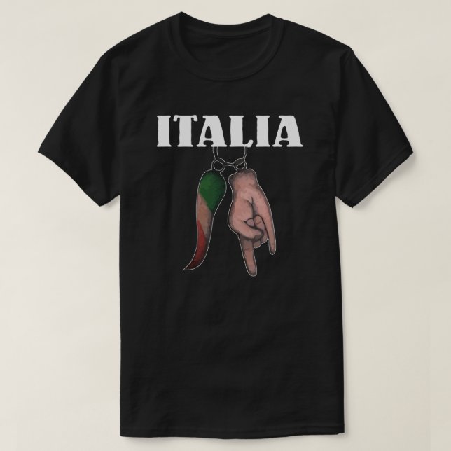 DEN ITALIENSKA HORNEN OCH RÄCKER T-SKJORTAN T SHIRT (Design framsida)