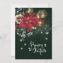 Den italienska jultomten Poinsettia Gräs Holly Gar Julkort