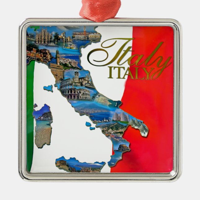 Den italienska "kängan ", julgransprydnad metall (Framsidan)