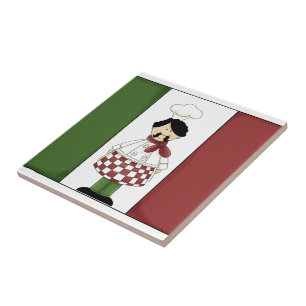 Den italienska kocken #2 med flagga belägger med kakelplatta