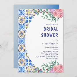 Den italienska Möhippan Blue Tile Mediterranean Inbjudningar