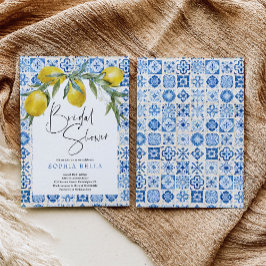 Den italienska Möhippan Mediterranean Blue Tile Inbjudningar