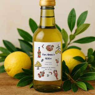 Den italienska sommaren Doodle Mini Favor för Mede Vinetikett