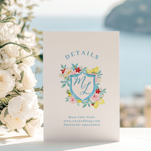 Den italienska Vapenskölden Bröllop Details Amalfi Tilläggskort (Skapare uppladdad)