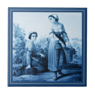 Den italienska Vintagen Rom 1873 Delft Blue Stil T Kakelplatta