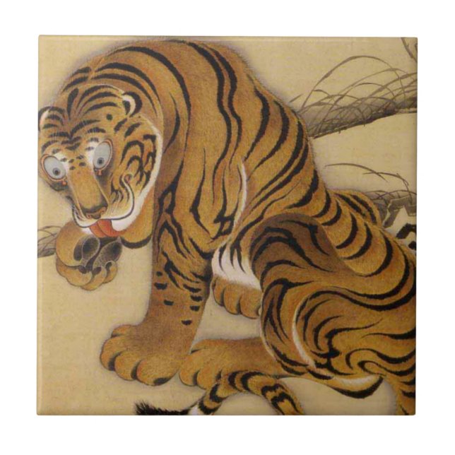 Den Ito Jakuchu tigern belägger med tegel Kakelplatta (Framsidan)
