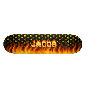 Den Jacob skateboarden avfyrar och flammar design Skateboard Bräda 20,5 Cm