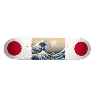 Den Japan flaggor med Hokusai vinkar Old School Skateboard Bräda 21,6 Cm