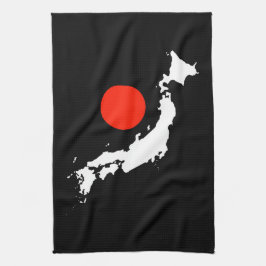Den Japan kartan skisserar, och rött cirkla från Kökshandduk