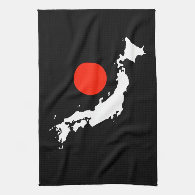 Den Japan kartan skisserar, och rött cirkla från Kökshandduk (Vertikal)