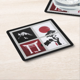 Den japanska andan Målning av Alfred Fox Underlägg Papper Kvadrat