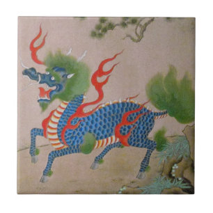 Den japanska draken belägger med tegel kakelplatta